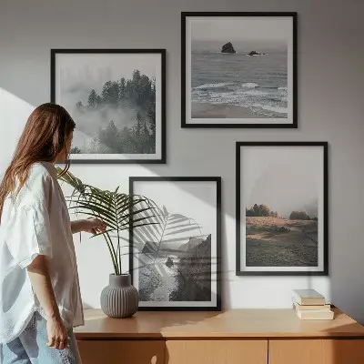 Wall art set landscapes of mountains and the sea