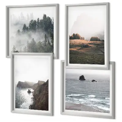 Wall art set landscapes of mountains and the sea