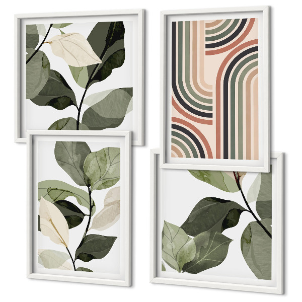 Multi-piece wall decor set Geometric plant motifs