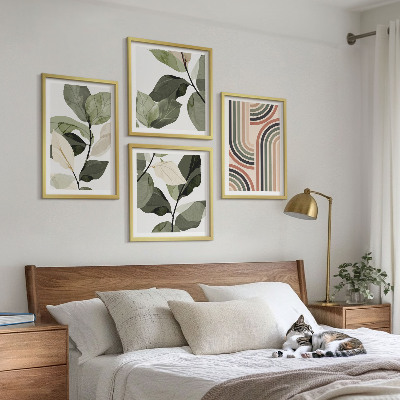 Multi-piece wall decor set Geometric plant motifs