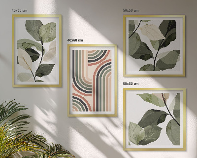 Multi-piece wall decor set Geometric plant motifs