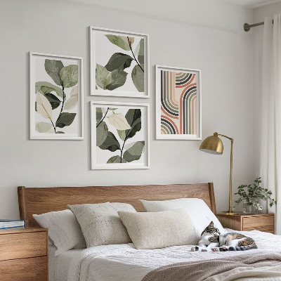 Multi-piece wall decor set Geometric plant motifs