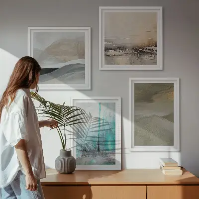 Abstract wall art set painted decorative accents