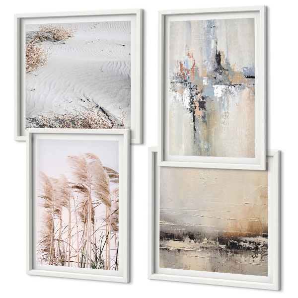 Set of 4 wall art pieces Vegetation abstract patterns