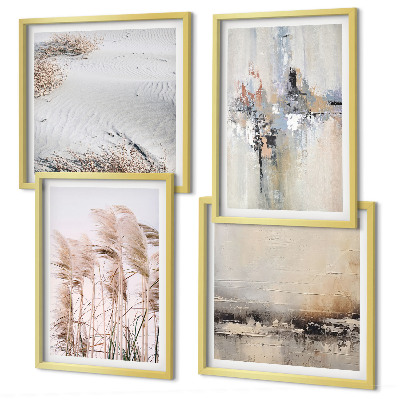 Set of 4 wall art pieces Vegetation abstract patterns