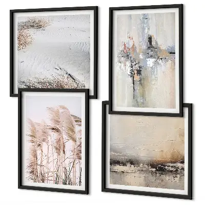 Vegetation abstract patterns wall art set of 4 pieces