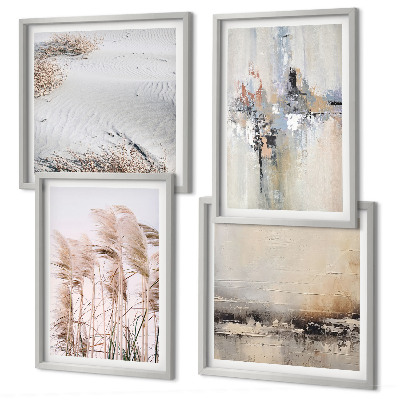 Set of 4 wall art pieces Vegetation abstract patterns