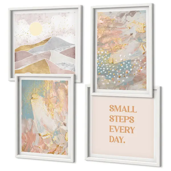 Multi-piece abstract pastel pattern wall decor set