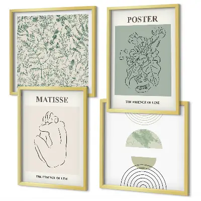 Set of 4 wall art pieces Lines, plant patterns, minimalism