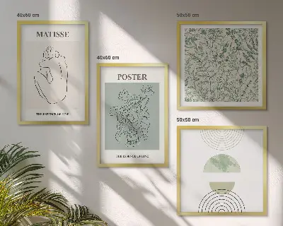 Set of 4 wall art pieces Lines, plant patterns, minimalism