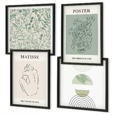 Set of 4 wall art pieces Lines, plant patterns, minimalism