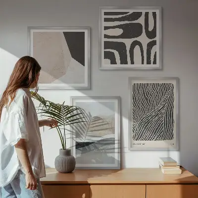 Wall art set abstract boho decorative patterns