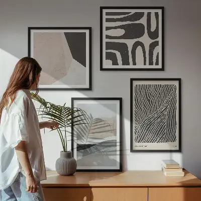 Wall art set abstract boho decorative patterns