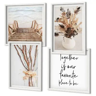 Set of 4 minimalist floral branch wall art pieces nature inspired decorative prints