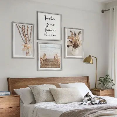 Set of 4 minimalist floral branch wall art pieces nature inspired decorative prints