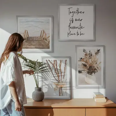 Set of 4 minimalist floral branch wall art pieces nature inspired decorative prints