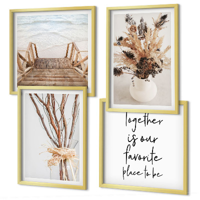 Set of 4 wall art pieces Flowers branches minimalism nature