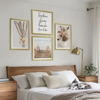 Set of 4 minimalist floral branch wall art pieces nature inspired decorative prints