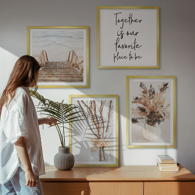 Set of 4 wall art pieces Flowers branches minimalism nature