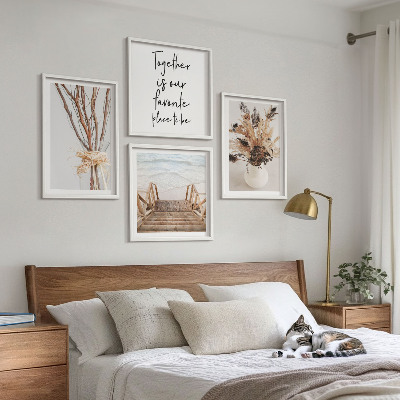 Set of 4 wall art pieces Flowers branches minimalism nature