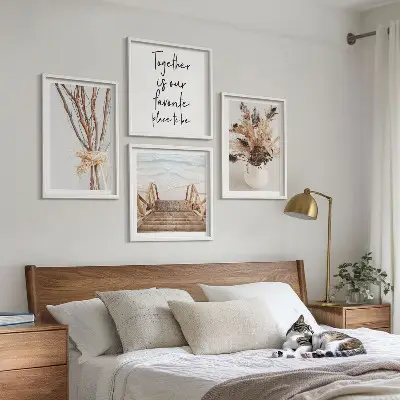 Set of 4 minimalist floral branch wall art pieces nature inspired decorative prints