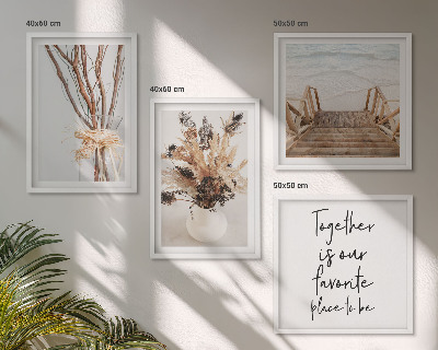 Set of 4 wall art pieces Flowers branches minimalism nature