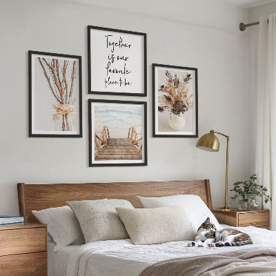Set of 4 wall art pieces Flowers branches minimalism nature