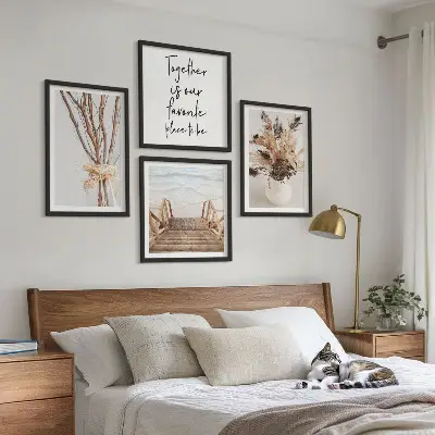 Set of 4 minimalist floral branch wall art pieces nature inspired decorative prints