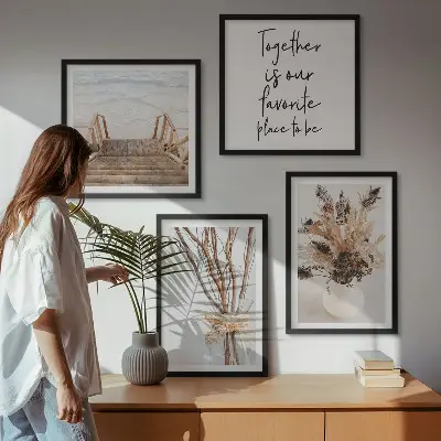 Set of 4 minimalist floral branch wall art pieces nature inspired decorative prints