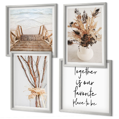 Set of 4 wall art pieces Flowers branches minimalism nature