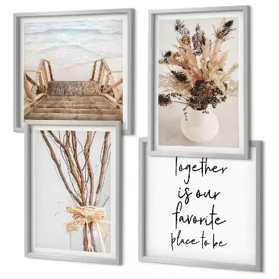 Set of 4 minimalist floral branch wall art pieces nature inspired decorative prints