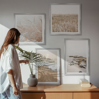 Wall art set Beach waves stones summer
