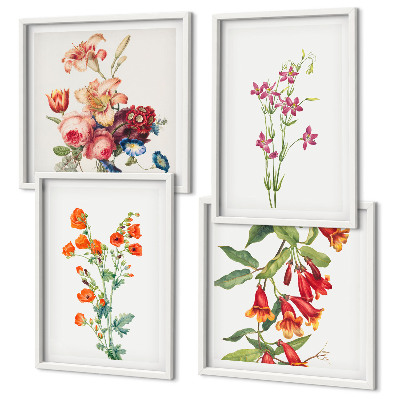 Multi-piece wall decor set Flowers painting retro style