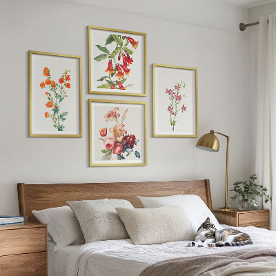 Multi-piece wall decor set Flowers painting retro style