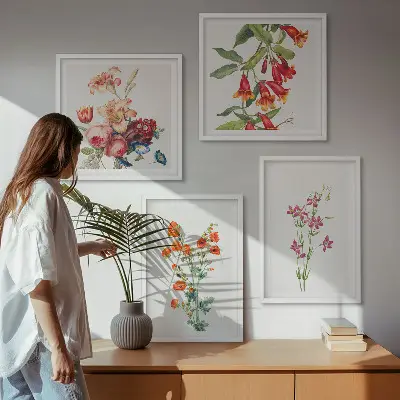 Multi-piece floral wall art set retro style painting