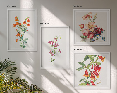 Multi-piece wall decor set Flowers painting retro style