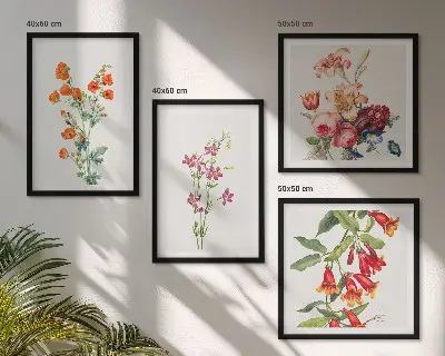 Multi-piece floral wall art set retro style painting