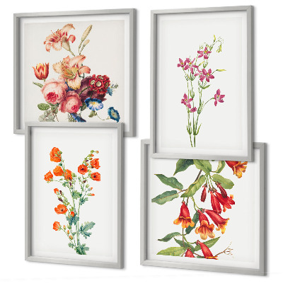 Multi-piece wall decor set Flowers painting retro style