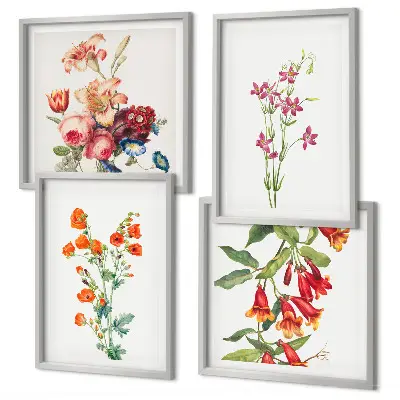 Multi-piece floral wall art set retro style painting