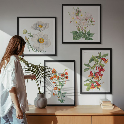Wall art set Retro floral painting