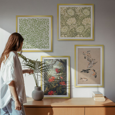 Multi-piece wall decor set Flowers and birds in natural surroundings