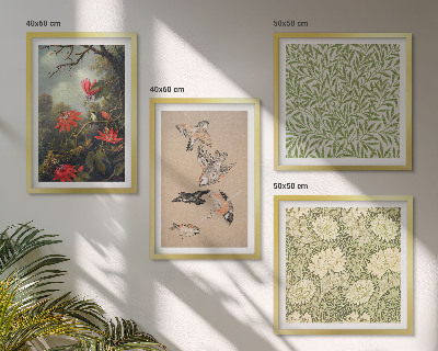 Multi-piece wall decor set Flowers and birds in natural surroundings