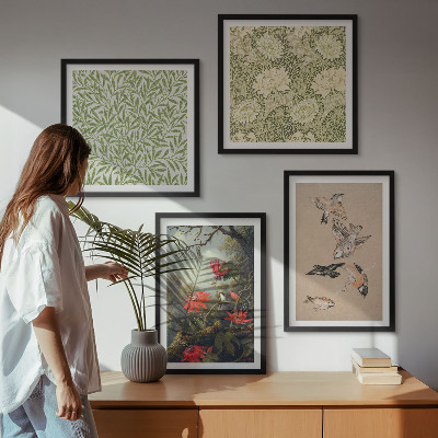 Multi-piece wall decor set Flowers and birds in natural surroundings