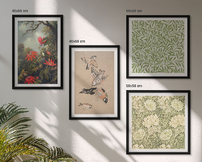 Multi-piece wall decor set Flowers and birds in natural surroundings