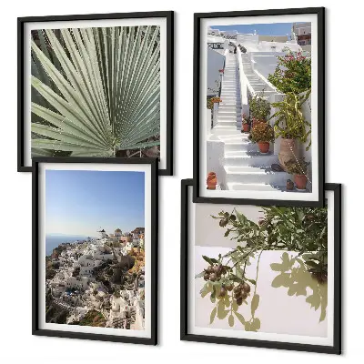 Wall art set featuring a view of white stairs in Santorini