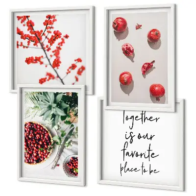 Set of 4 minimalist red fruit wall art pieces minimalist red fruit art print set