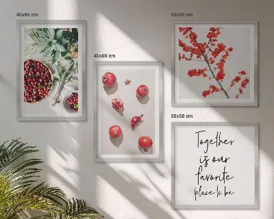 Set of 4 minimalist red fruit wall art pieces minimalist red fruit art print set