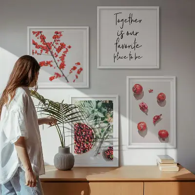 Set of 4 minimalist red fruit wall art pieces minimalist red fruit art print set