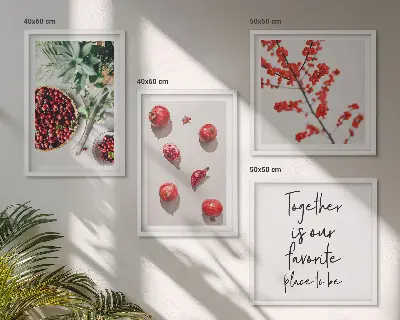 Set of 4 minimalist red fruit wall art pieces minimalist red fruit art print set
