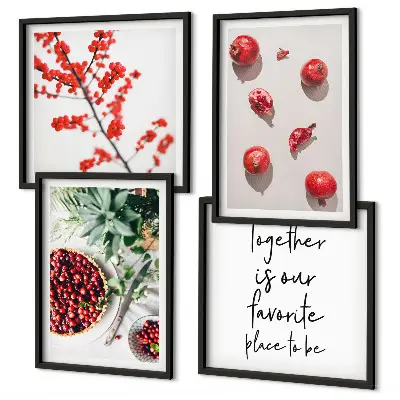 Set of 4 minimalist red fruit wall art pieces minimalist red fruit art print set